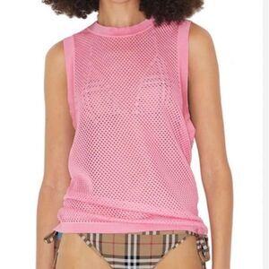 Burberry Pink Mesh Tank Top Size large